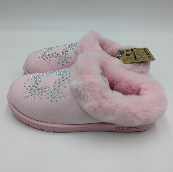 Skechers Girls Pink Sleepy Slides Radiant Star Fur Lined 302943L Kids Size 12 - Picture 6 of 12